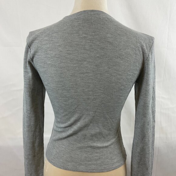 We Wore What Thermal Baby Tee M Long Sleeve Textured Gray - Picture 7 of 9